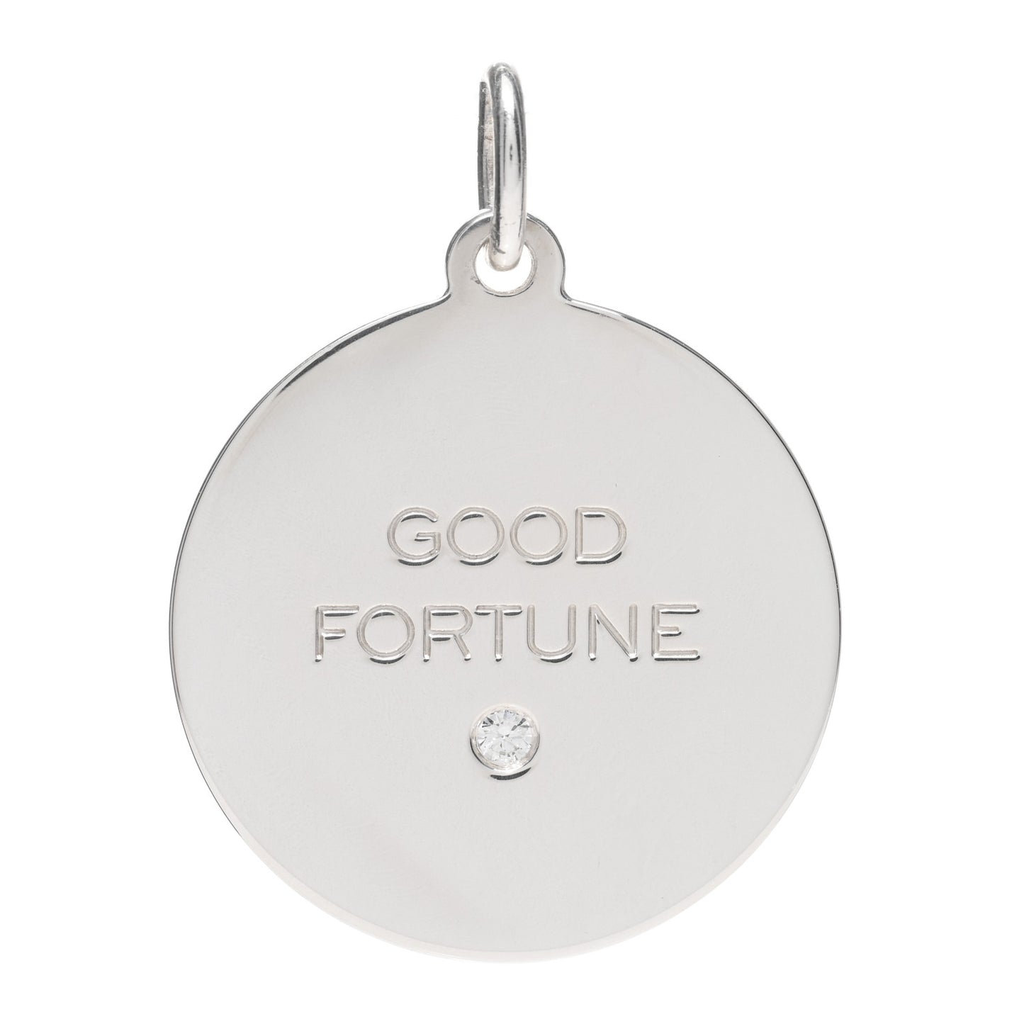 Sterling Silver Diamond Good Fortune Tag Charm