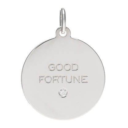 Tiffany Sterling Silver Diamond Good Fortune Tag Charm 1 of 3