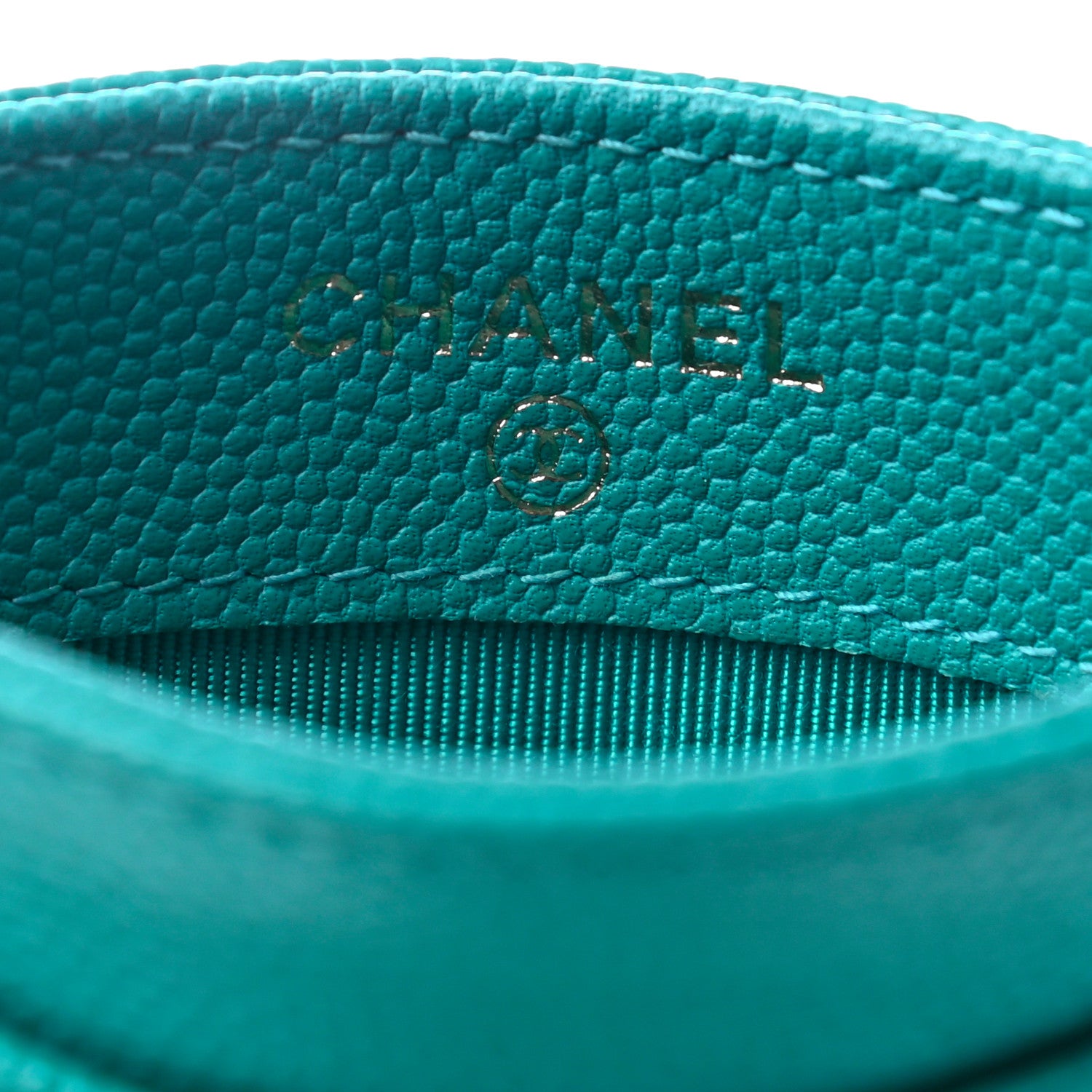 Chanel Caviar Quilted Card Holder Turquoise 6 of 8