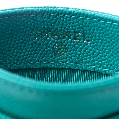Chanel Caviar Quilted Card Holder Turquoise 6 of 8