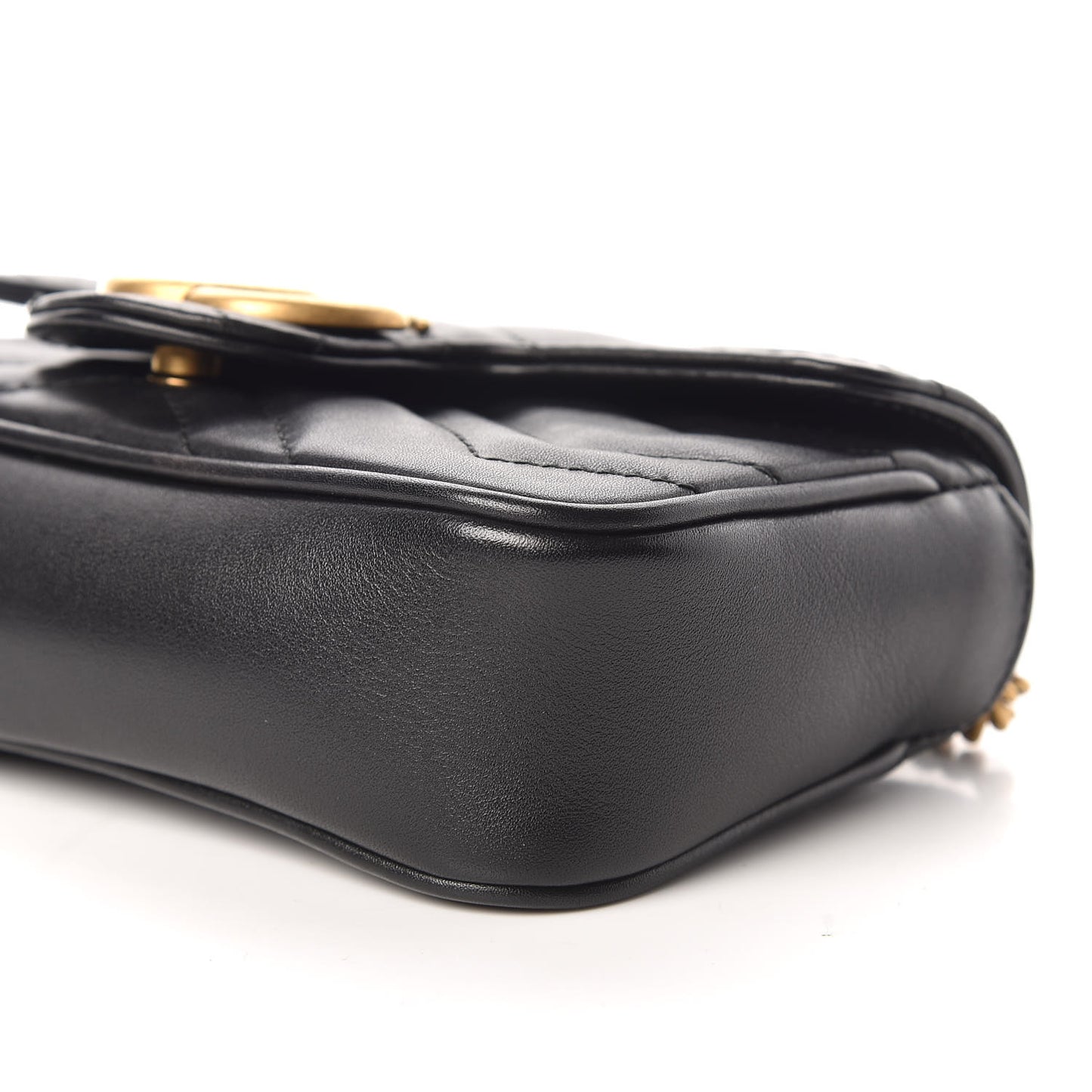 Calfskin Matelasse Super Mini GG Marmont Shoulder Bag Black
