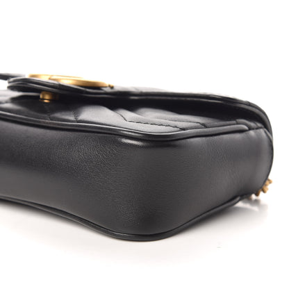 Gucci Calfskin Matelasse Super Mini GG Marmont Shoulder Bag Black 9 of 10