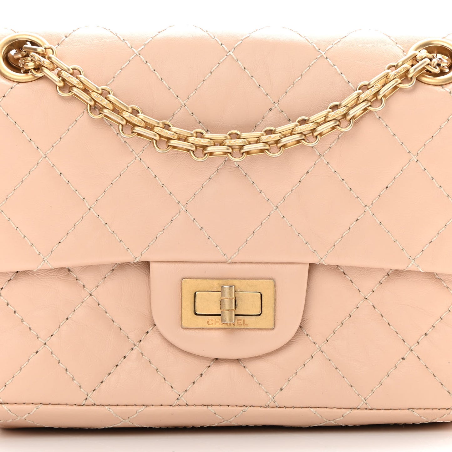 Aged Calfskin Quilted 2.55 Reissue Mini Flap Beige