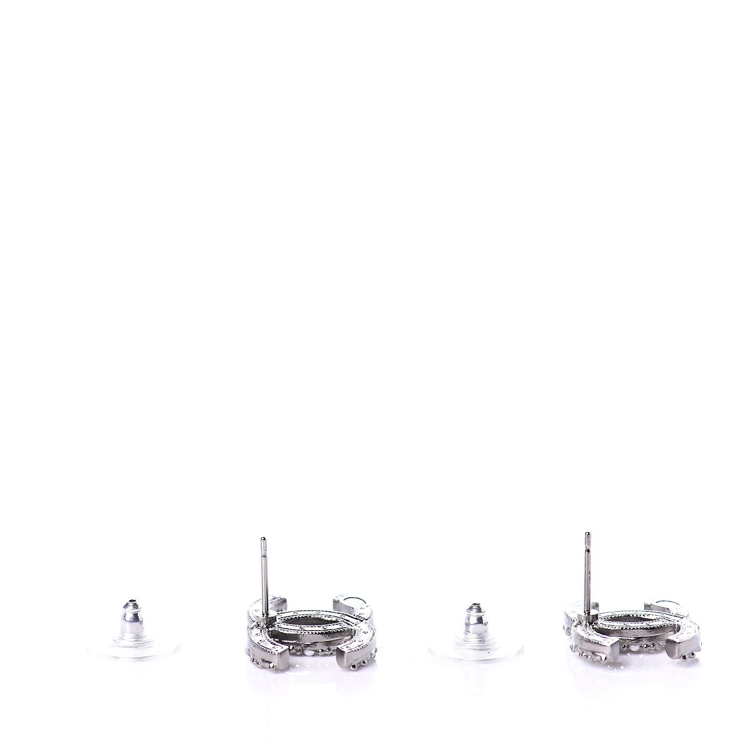Chanel Pearl Crystal CC Earrings Ruthenium 3 of 5