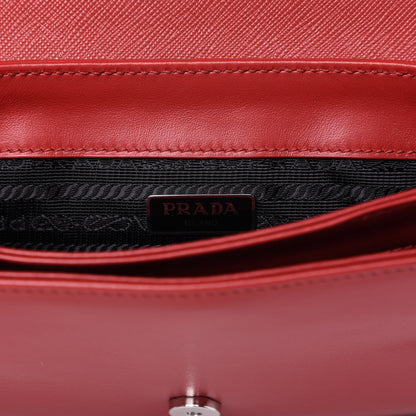 Prada Saffiano Soft Calfskin Chain Crossbody Bag Fuoco 8 of 10