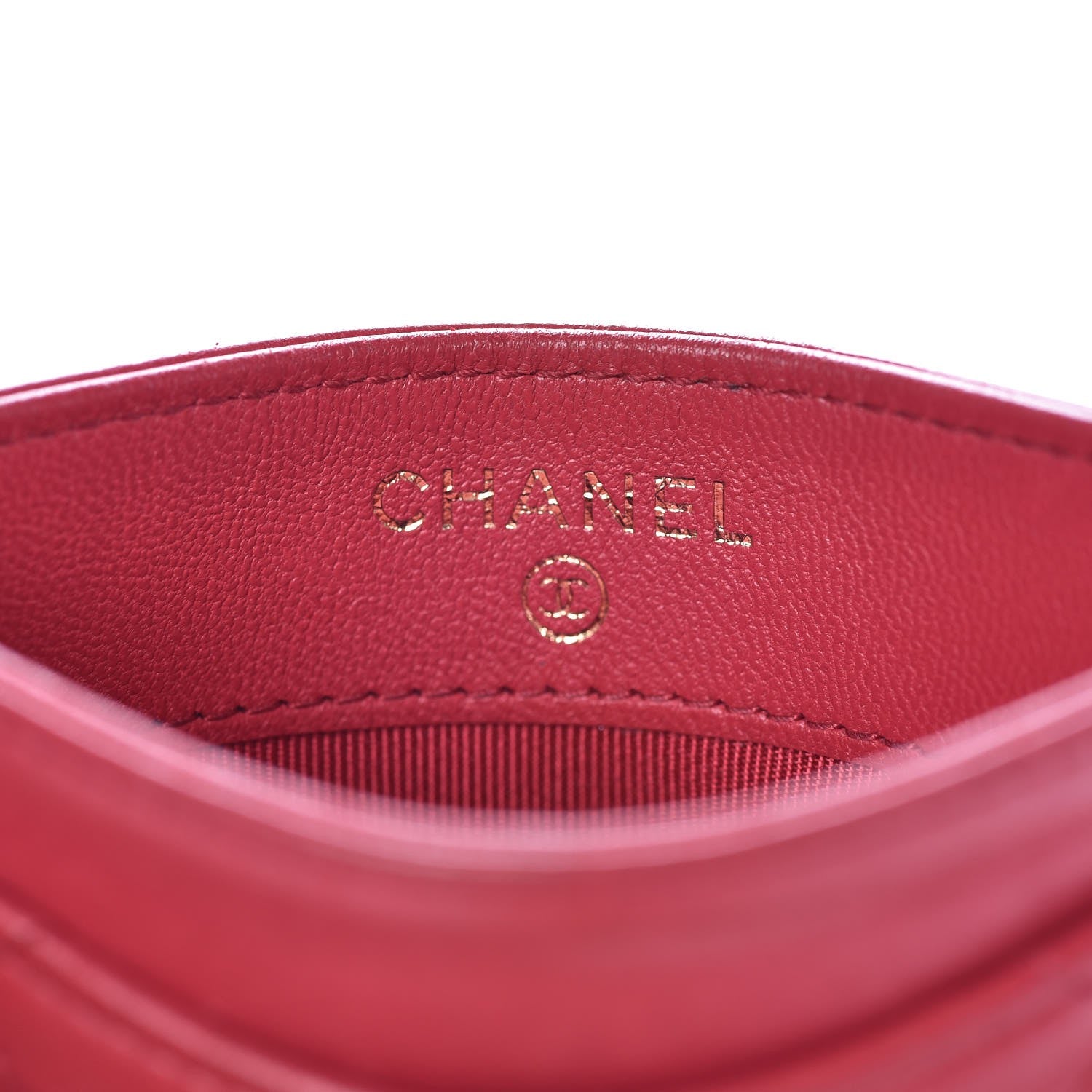 Chanel Lambskin Quilted Card Holder Dark Pink 7 of 10