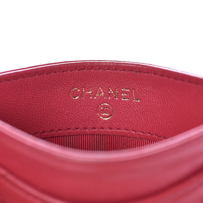 Chanel Lambskin Quilted Card Holder Dark Pink 7 of 10