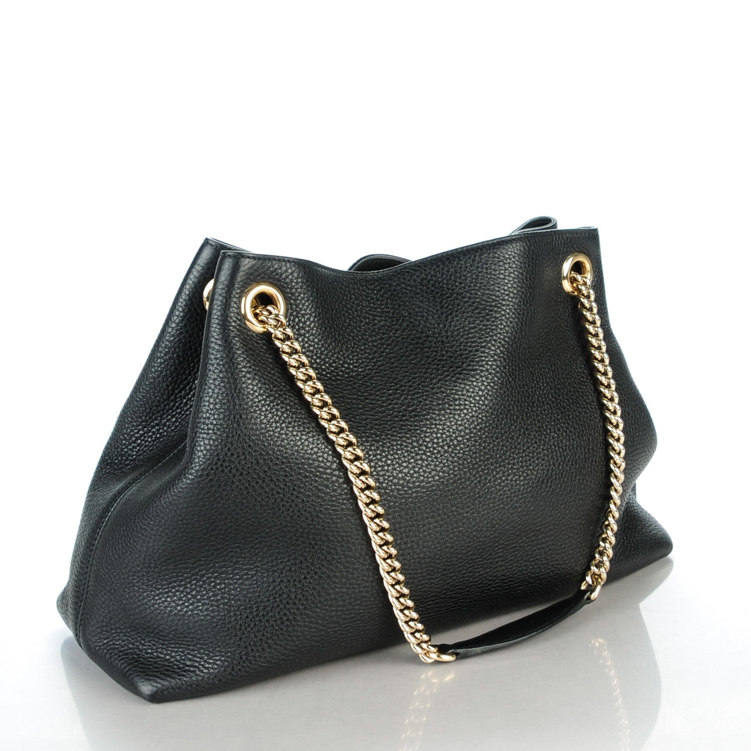 Gucci Pebbled Calfskin Medium Soho Chain Shoulder Bag Black 3 of 7