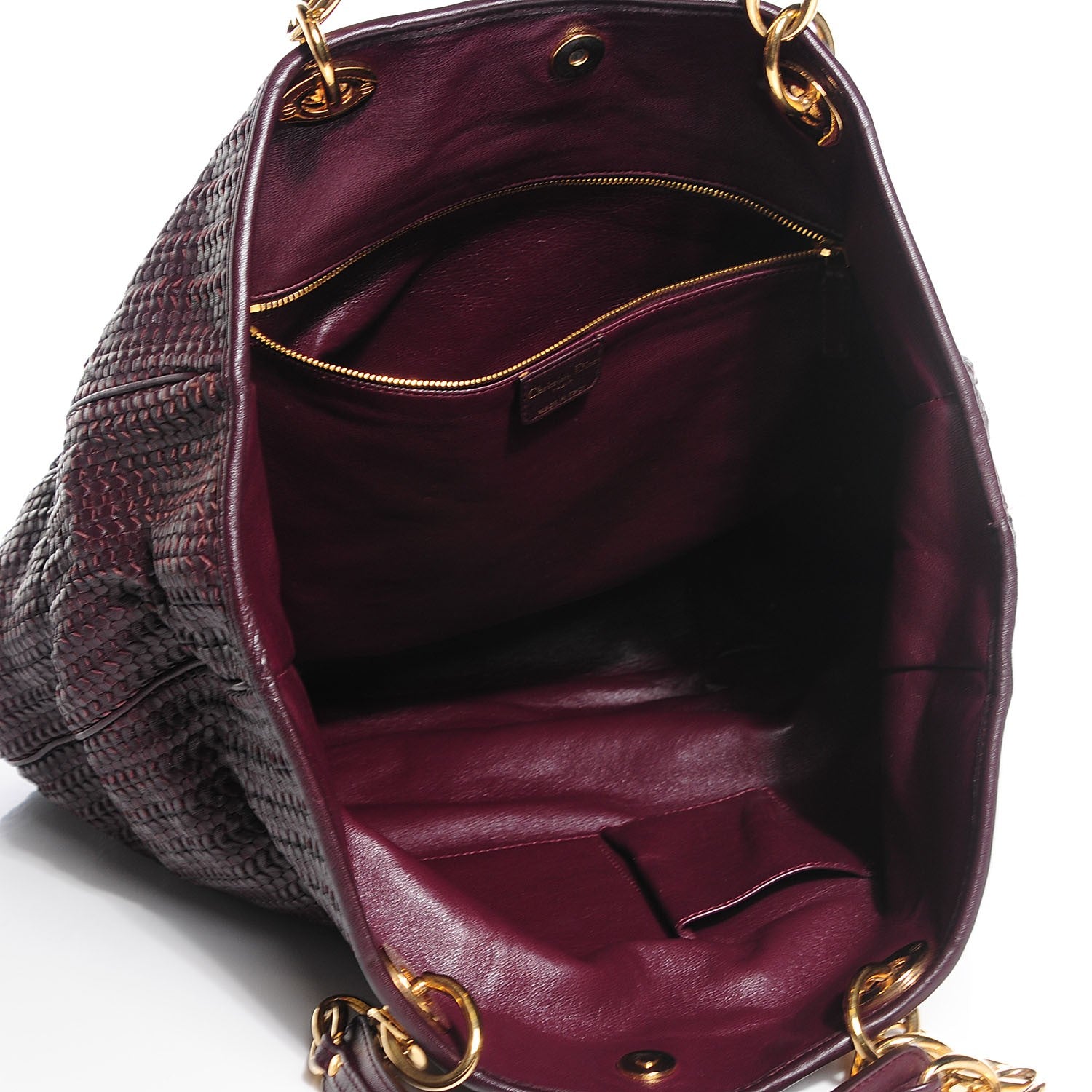 Christian Dior Lambskin Woven Large Dior Soft Tote Burgundy 5 of 8