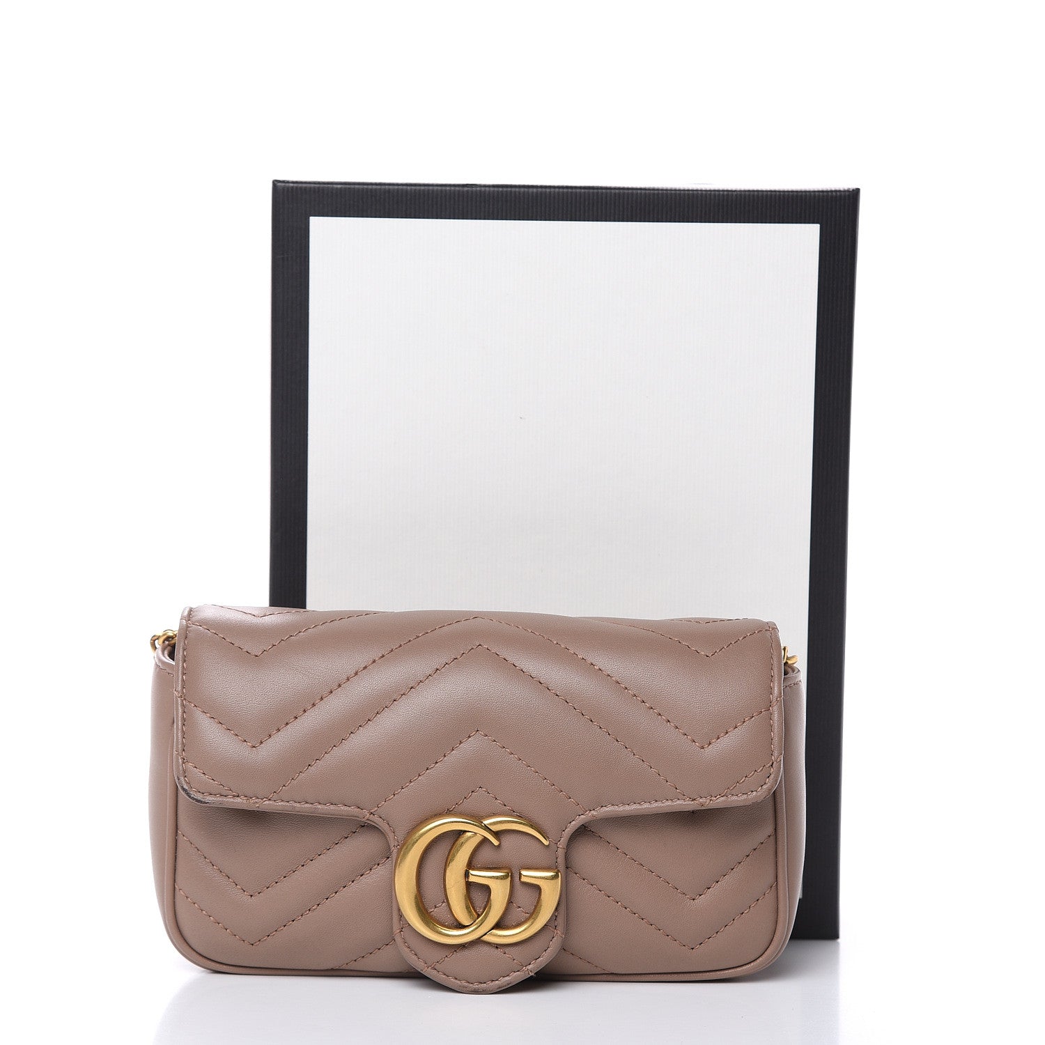 Gucci Calfskin Matelasse Super Mini GG Marmont Shoulder Bag Porcelain Rose 14 of 16