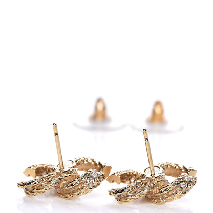Chanel Crystal Twisted CC Earrings Gold 4 of 5