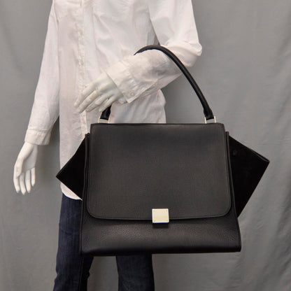 Celine Calfskin and Suede Large Trapeze Black 2 of 8