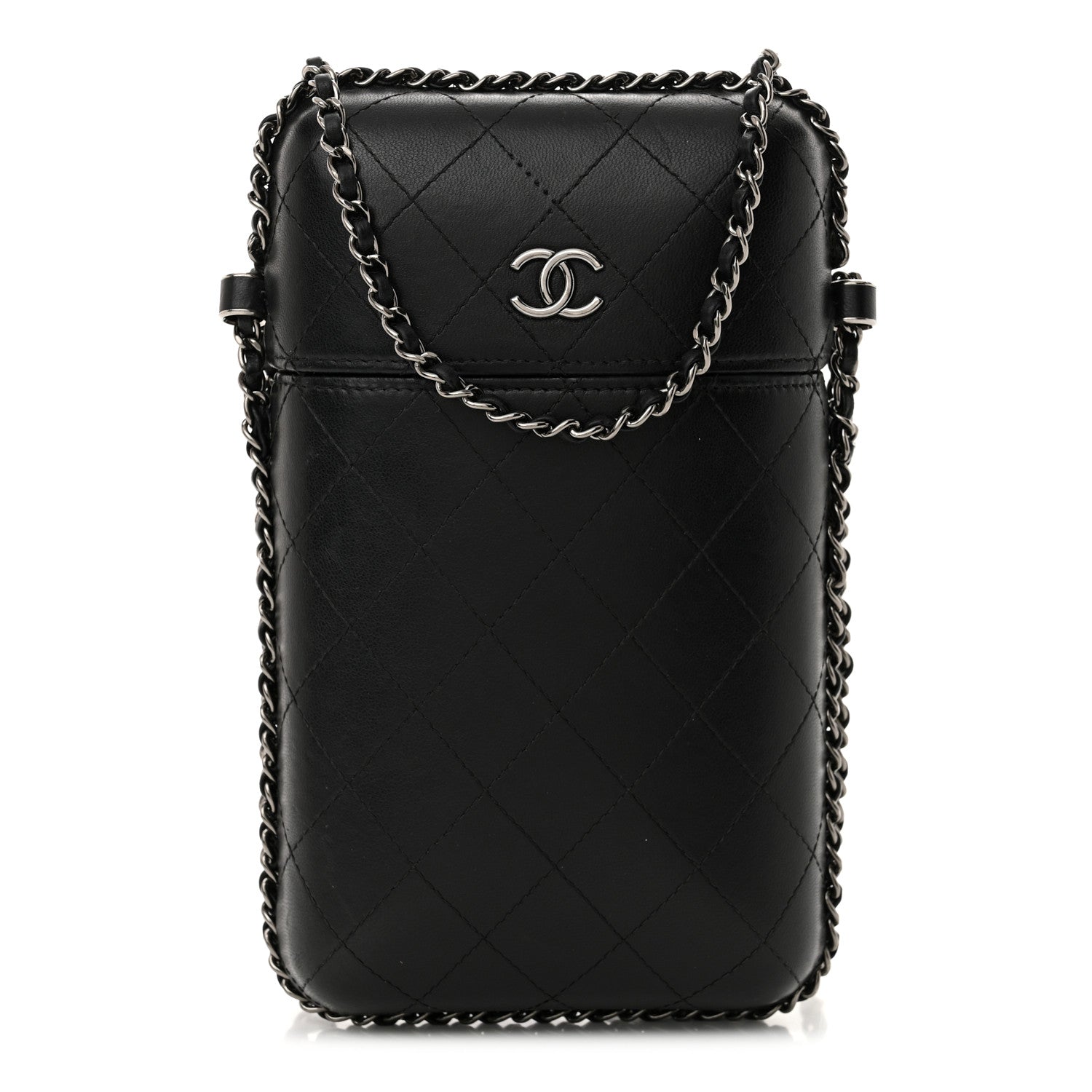 Chanel Lambskin Quilted Chain Around Phone Holder Black 1 of 13