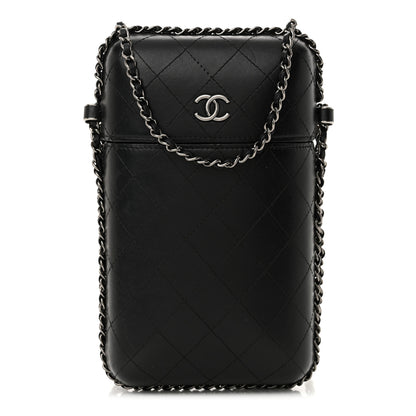 Chanel Lambskin Quilted Chain Around Phone Holder Black 1 of 13