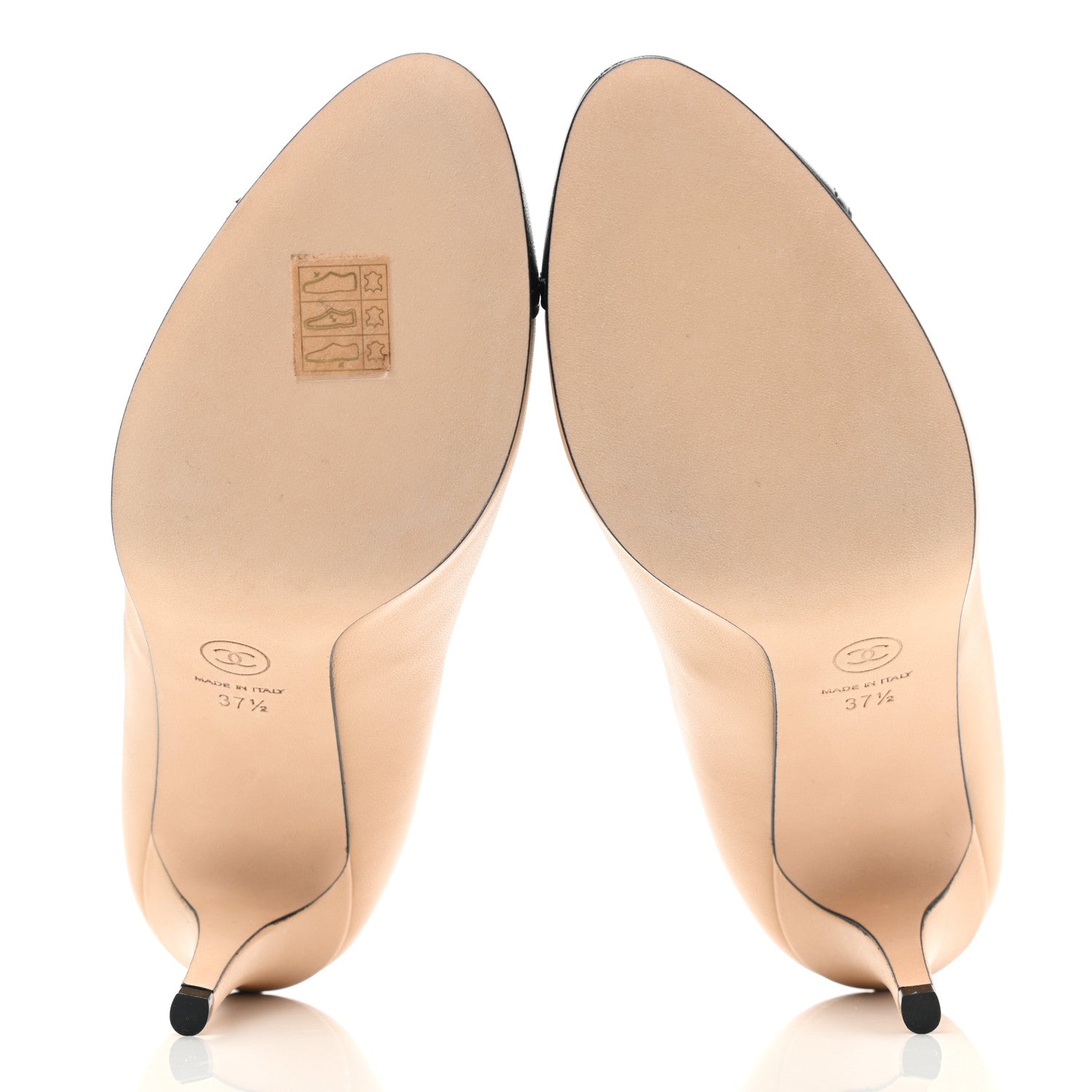 Chanel Lambskin Cap Toe Pumps 37.5 Beige Black 5 of 9