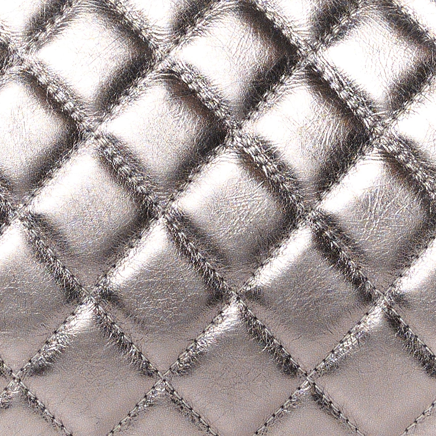 Metallic Aged Calfskin Quilted Timeless Clutch Silver