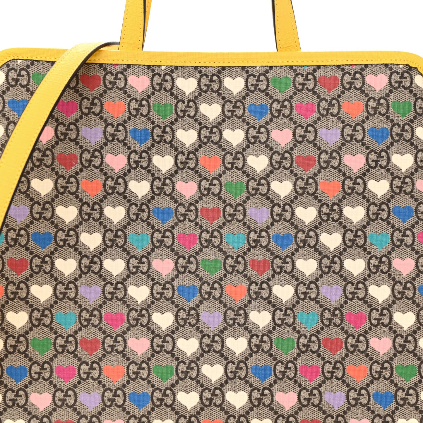 GG Supreme Monogram Hearts Childrens Tote Beige Ebony Multicolor Freesia