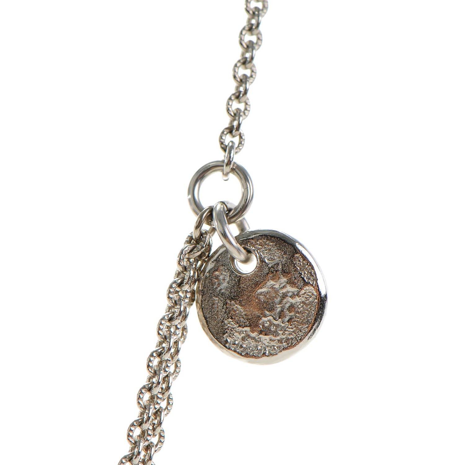 Chanel Crystal CC Pendant Necklace Silver 6 of 9