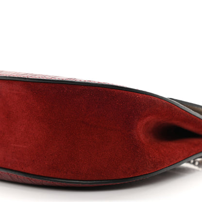 Chloe Calfskin Crocodile Embossed Drew Shoulder Bag Sienna Red 9 of 9