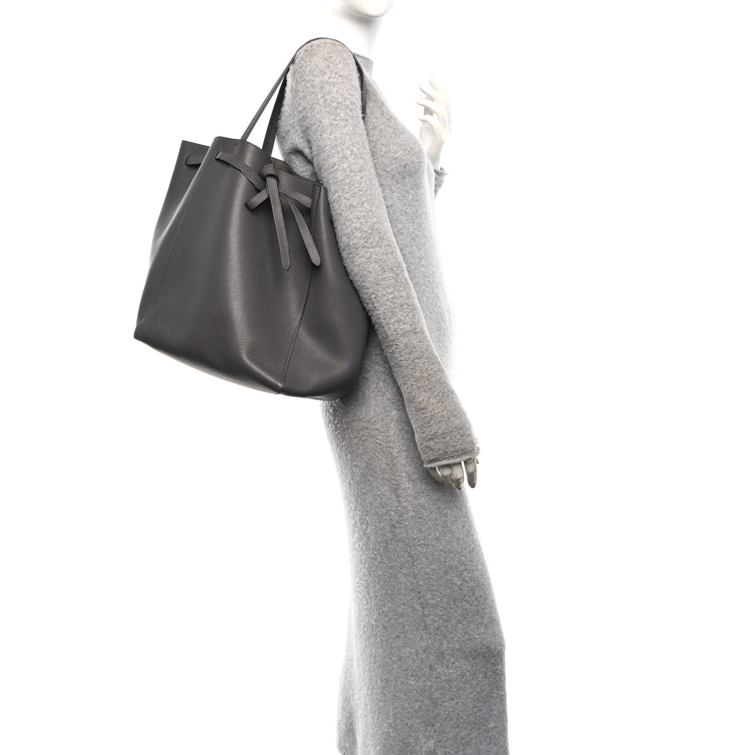 Celine Soft Grained Calfskin Medium Belt Cabas Phantom Grey 2 of 9