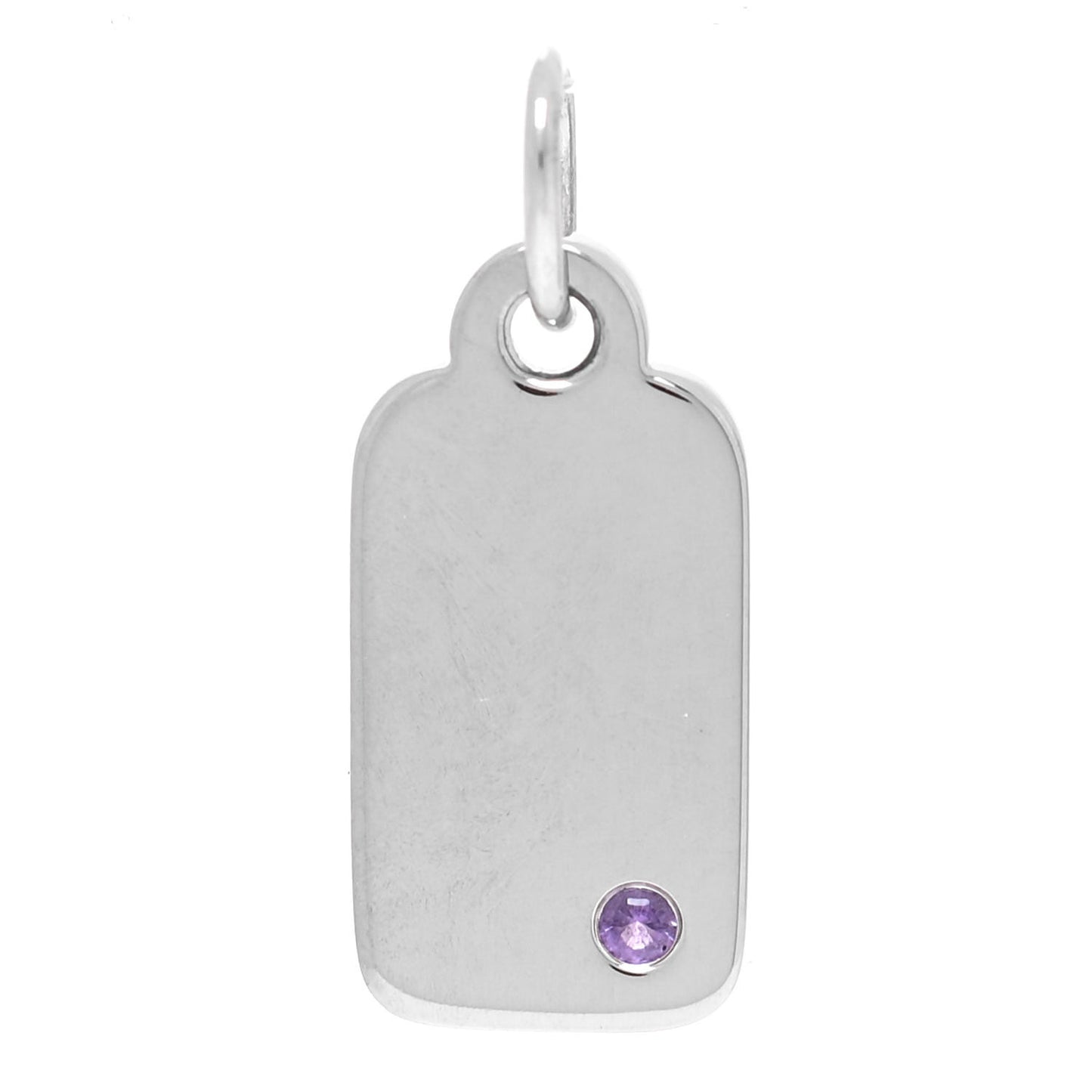 18K White Gold Amethyst Tag Charm Pendant