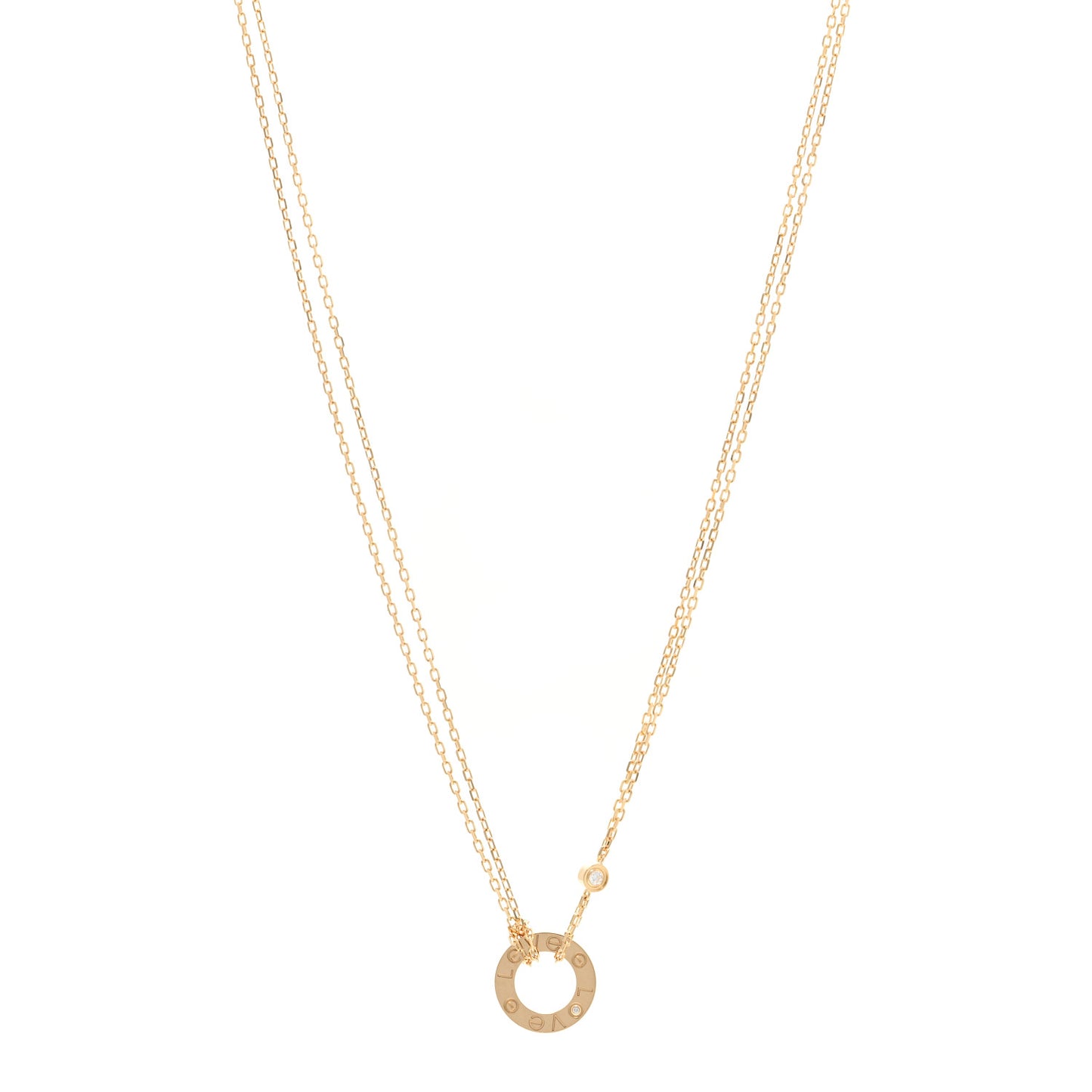 18K Yellow Gold 2 Diamond LOVE Necklace