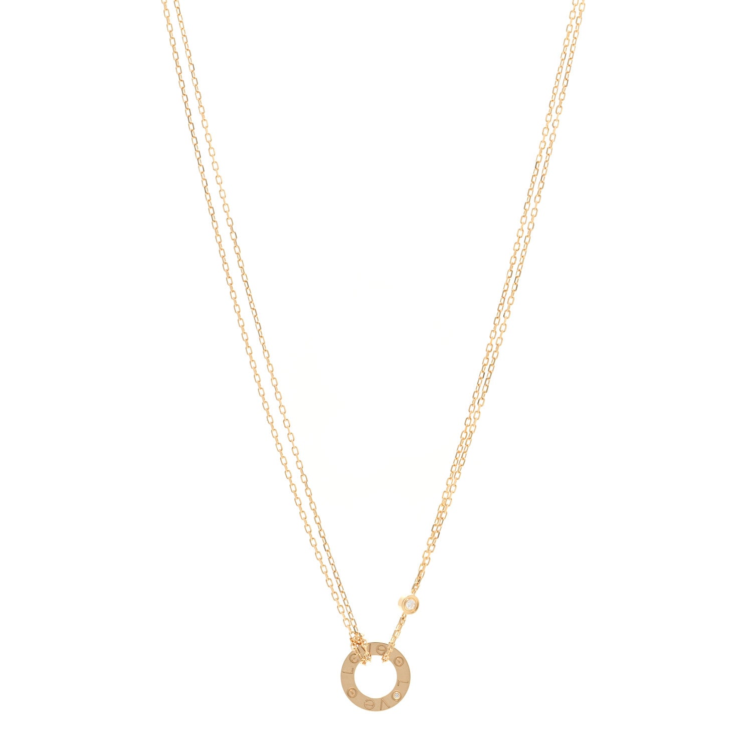 Cartier 18K Yellow Gold 2 Diamond LOVE Necklace 1 of 5