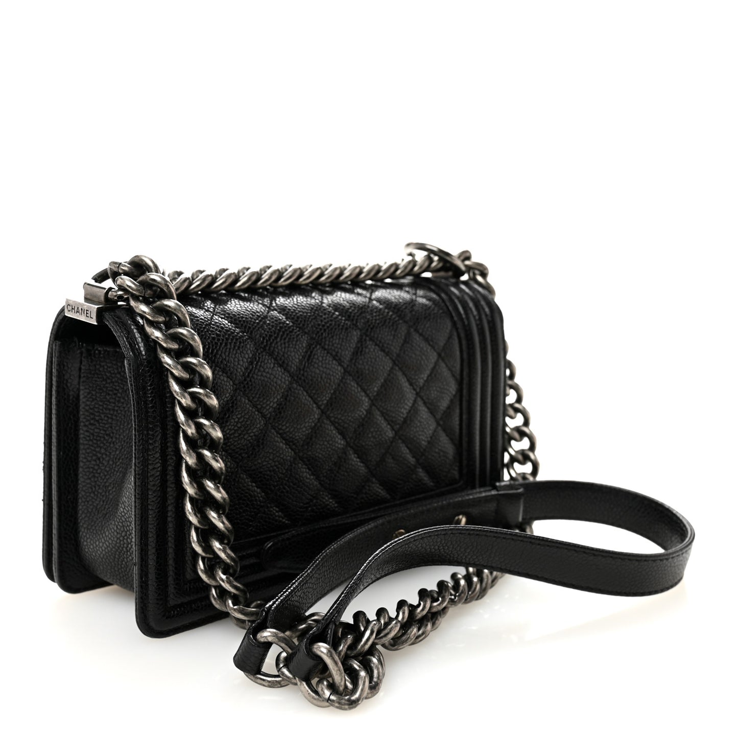 Caviar Quilted Small Boy Flap Black