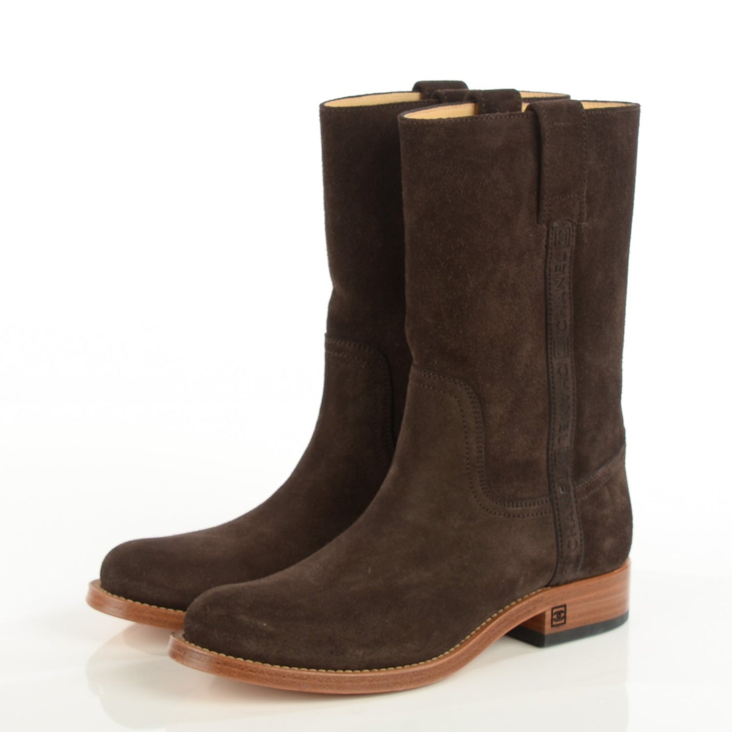 Suede Logo Boots 38 Brown