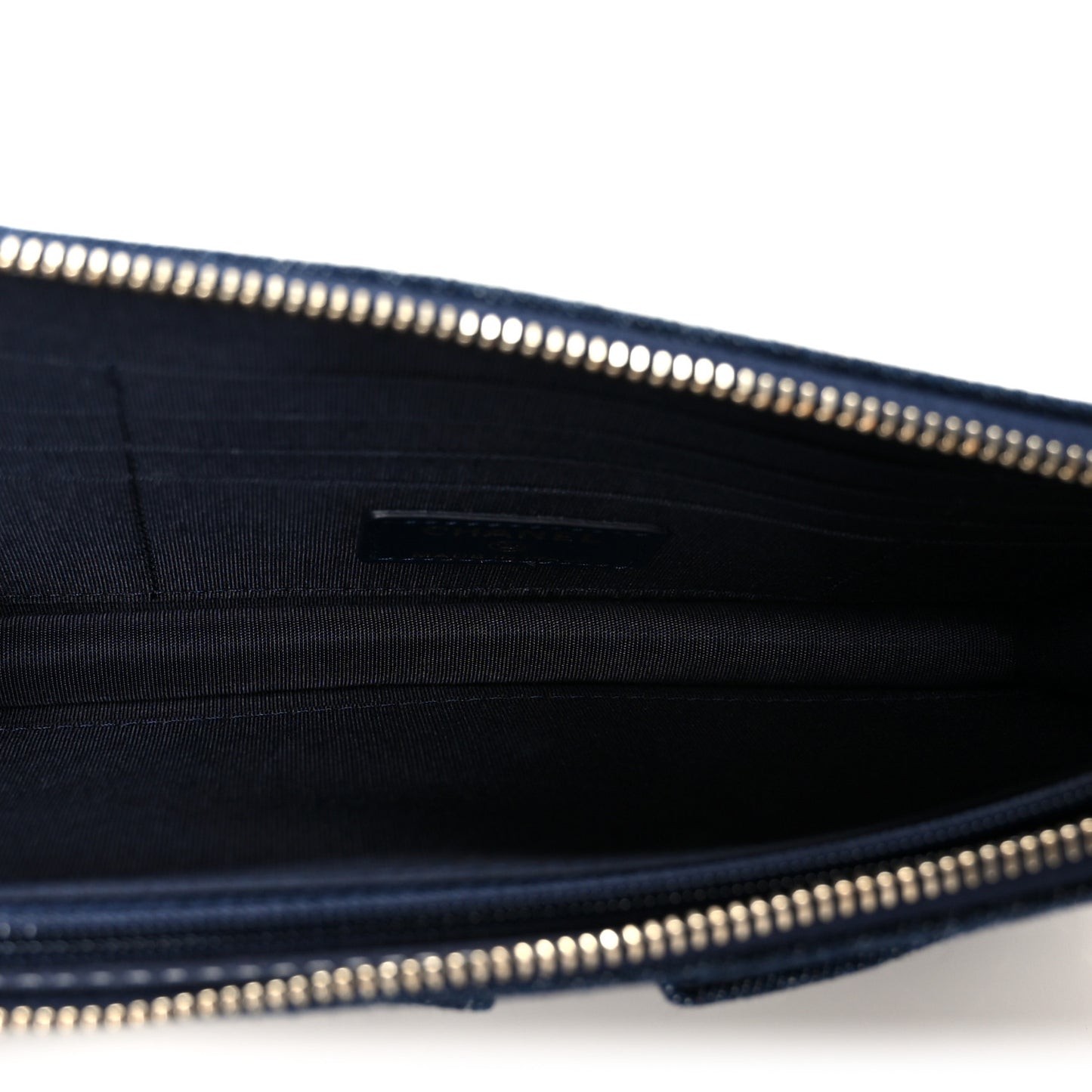 Denim Quilted Zipped Wristlet Clutch Blue