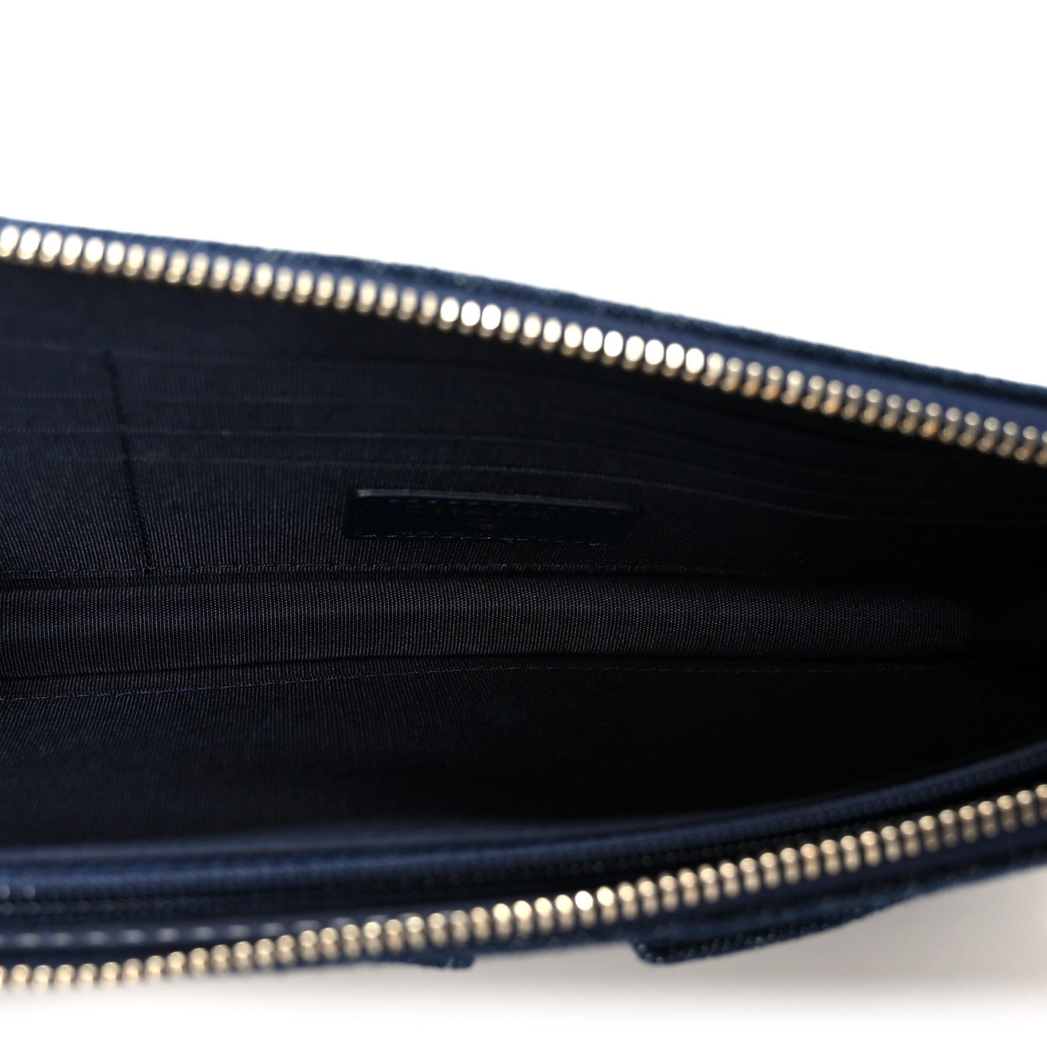 Chanel Denim Quilted Zipped Wristlet Clutch Blue 5 of 10