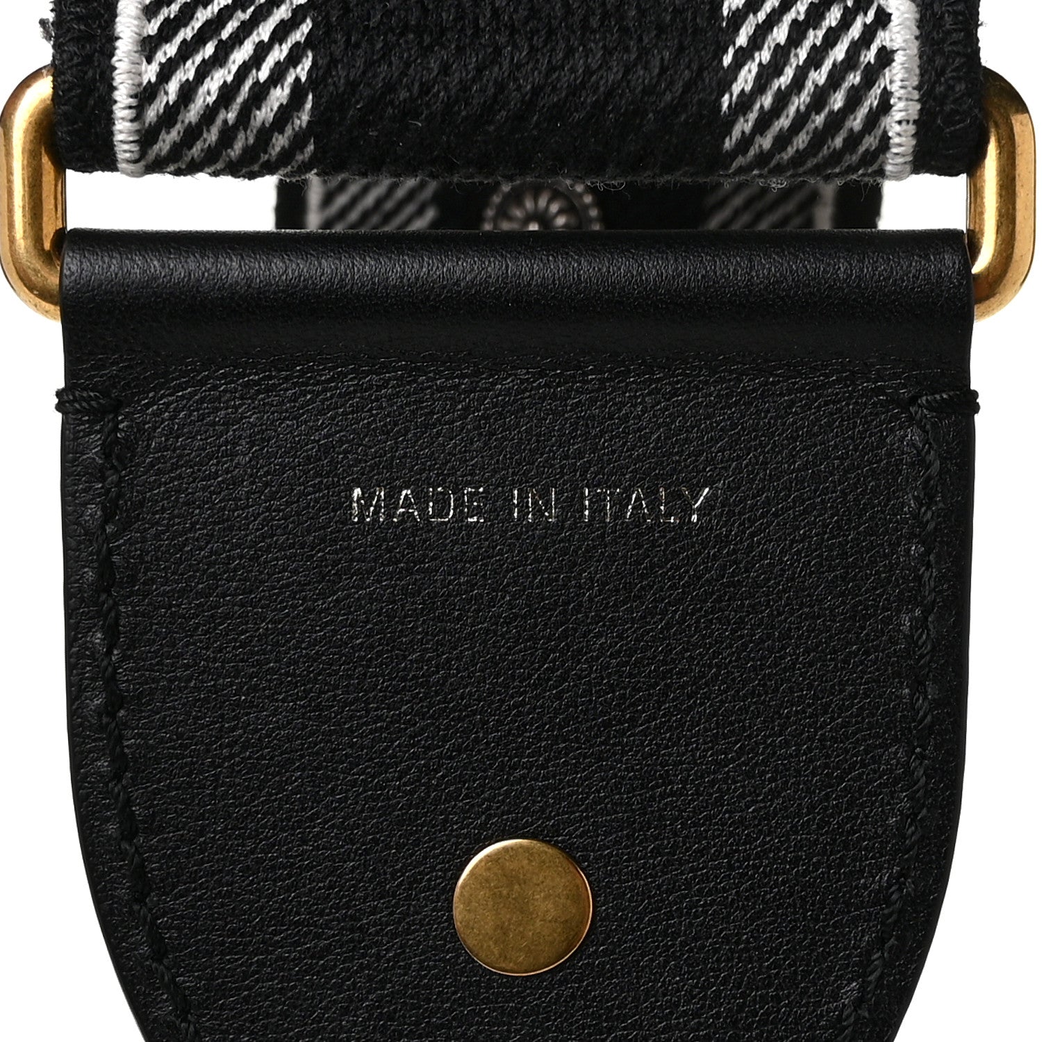 Christian Dior Canvas Embroidered Studded Checkered Embroidered Shoulder Strap White Black 3 of 4