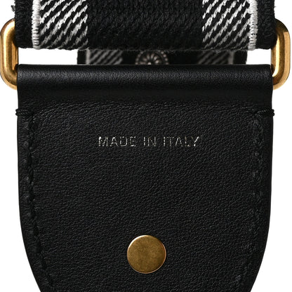 Christian Dior Canvas Embroidered Studded Checkered Embroidered Shoulder Strap White Black 3 of 4