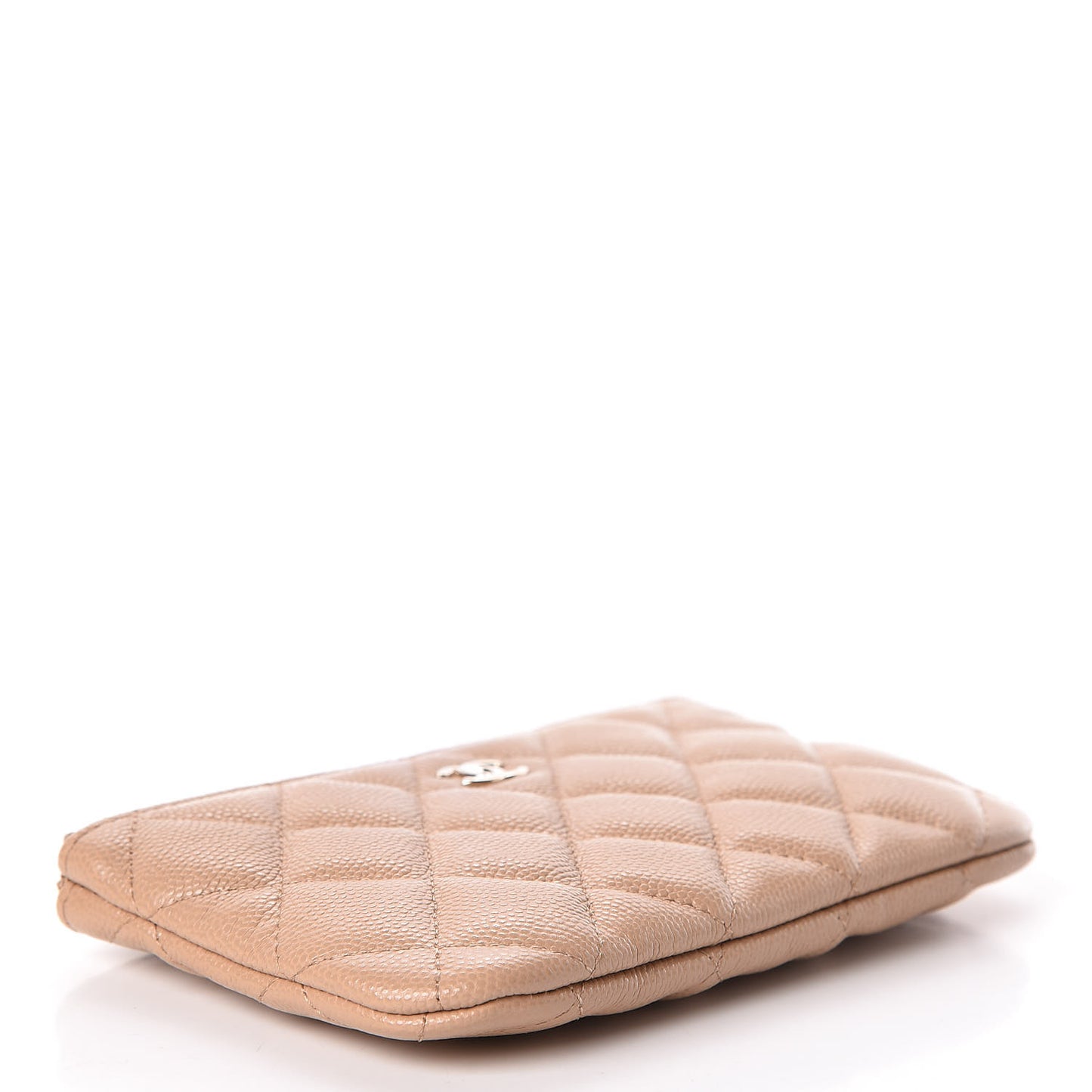 Caviar Quilted Small Cosmetic Case Beige
