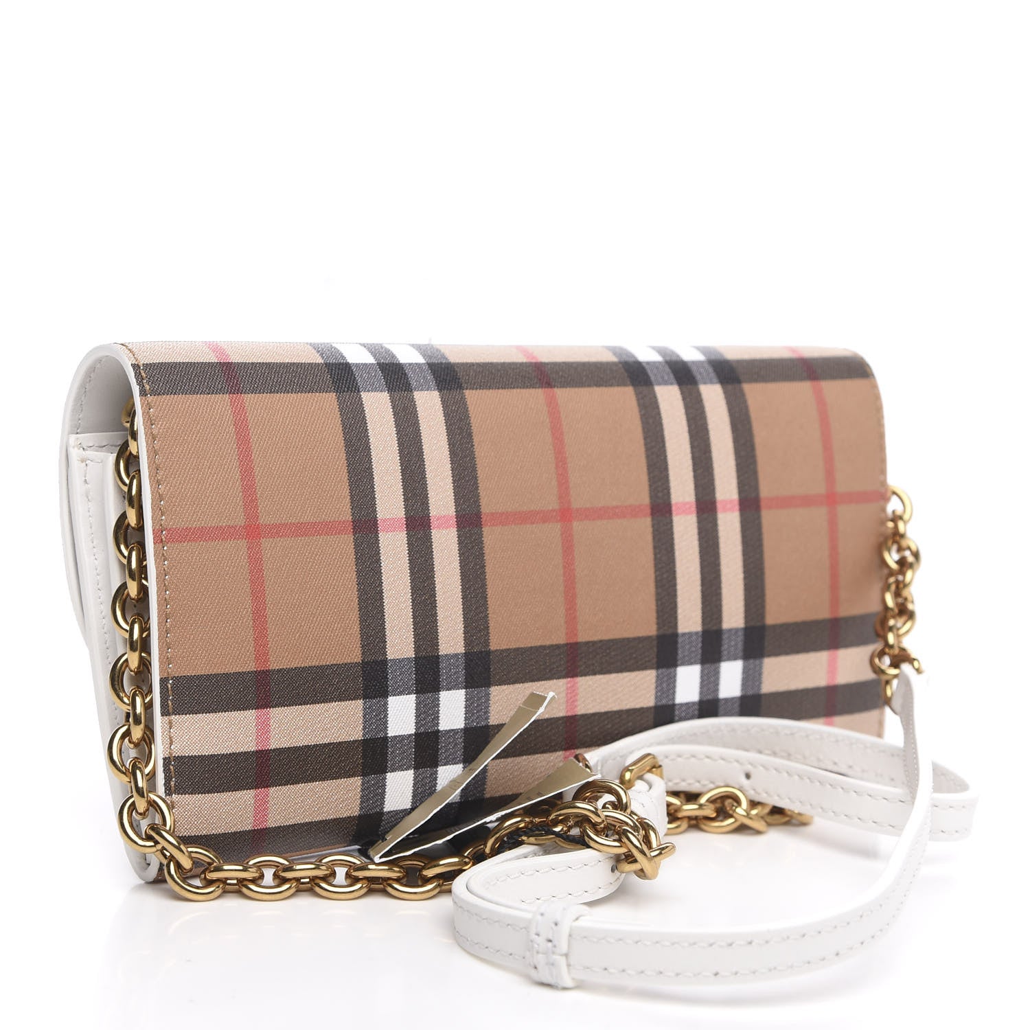 Burberry Vintage Check Henley Wallet On Chain Chalk White 3 of 9