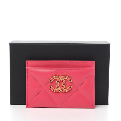 Chanel Shiny Goatskin Quilted 19 Card Holder Dark Pink 8 of 8