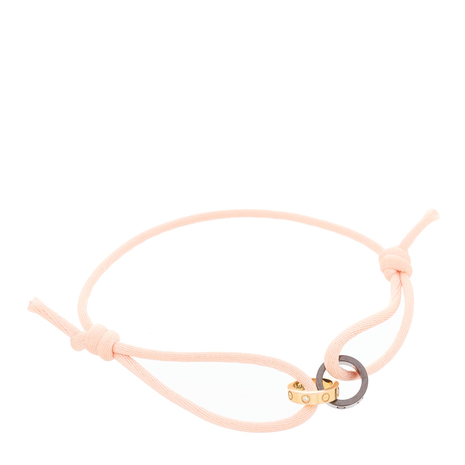 Cartier 18K Pink Gold Ceramic 4 Diamond LOVE Cord Bracelet Peach 1 of 12