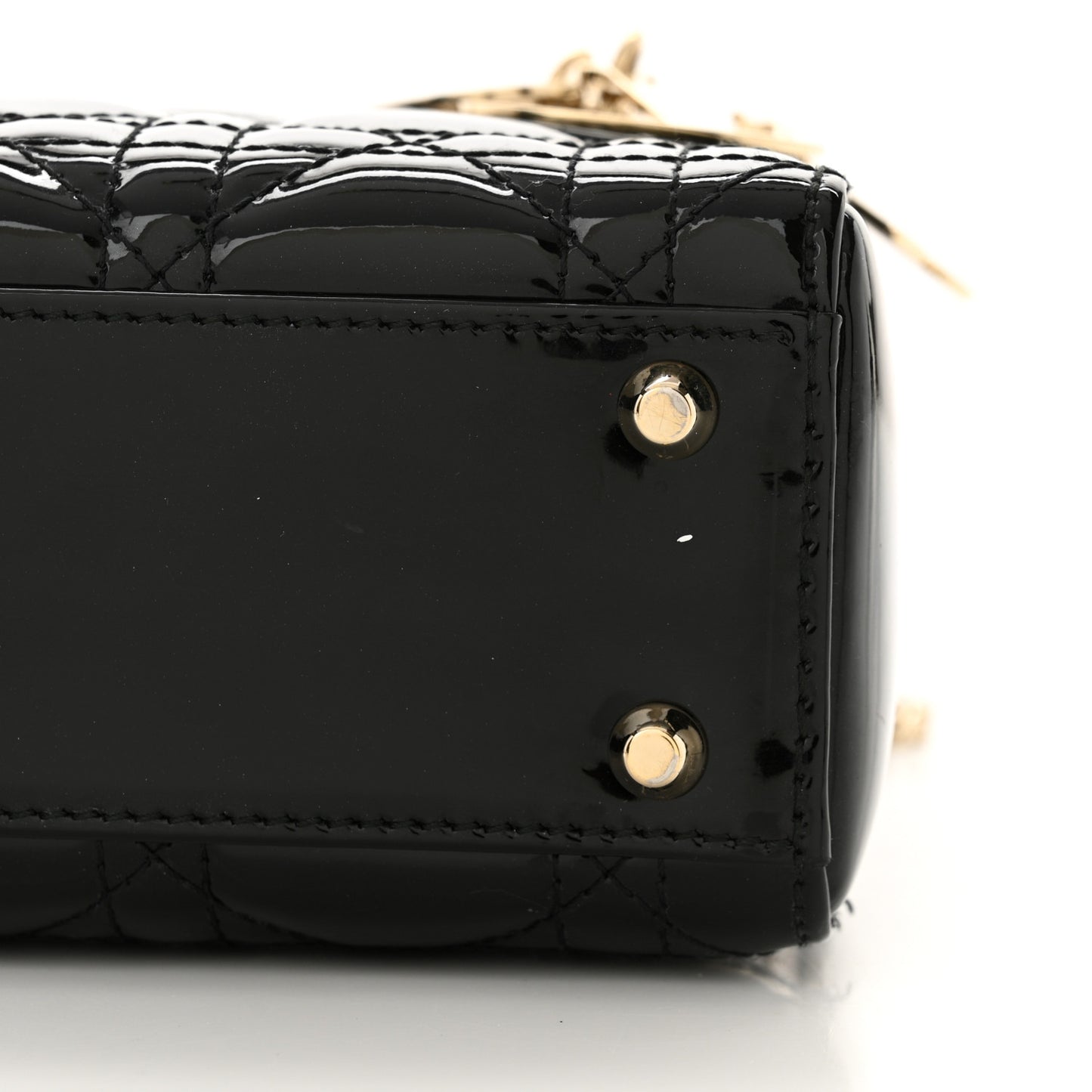 Patent Cannage Mini Lady Dior Black