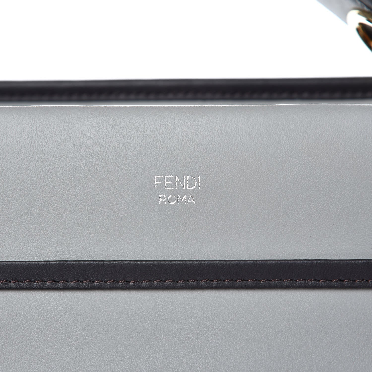 Fendi Vitello Century Opaco F is Fendi Bi-Color Small Runaway Satchel Ghiaccio Ebano 6 of 9