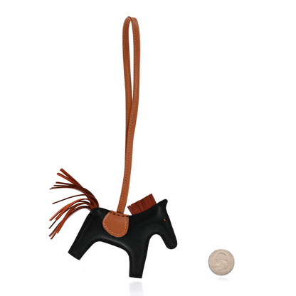 Hermes Milo Lambskin Grigri Rodeo Horse Bag Charm PM Black Sienne Gold 2 of 5