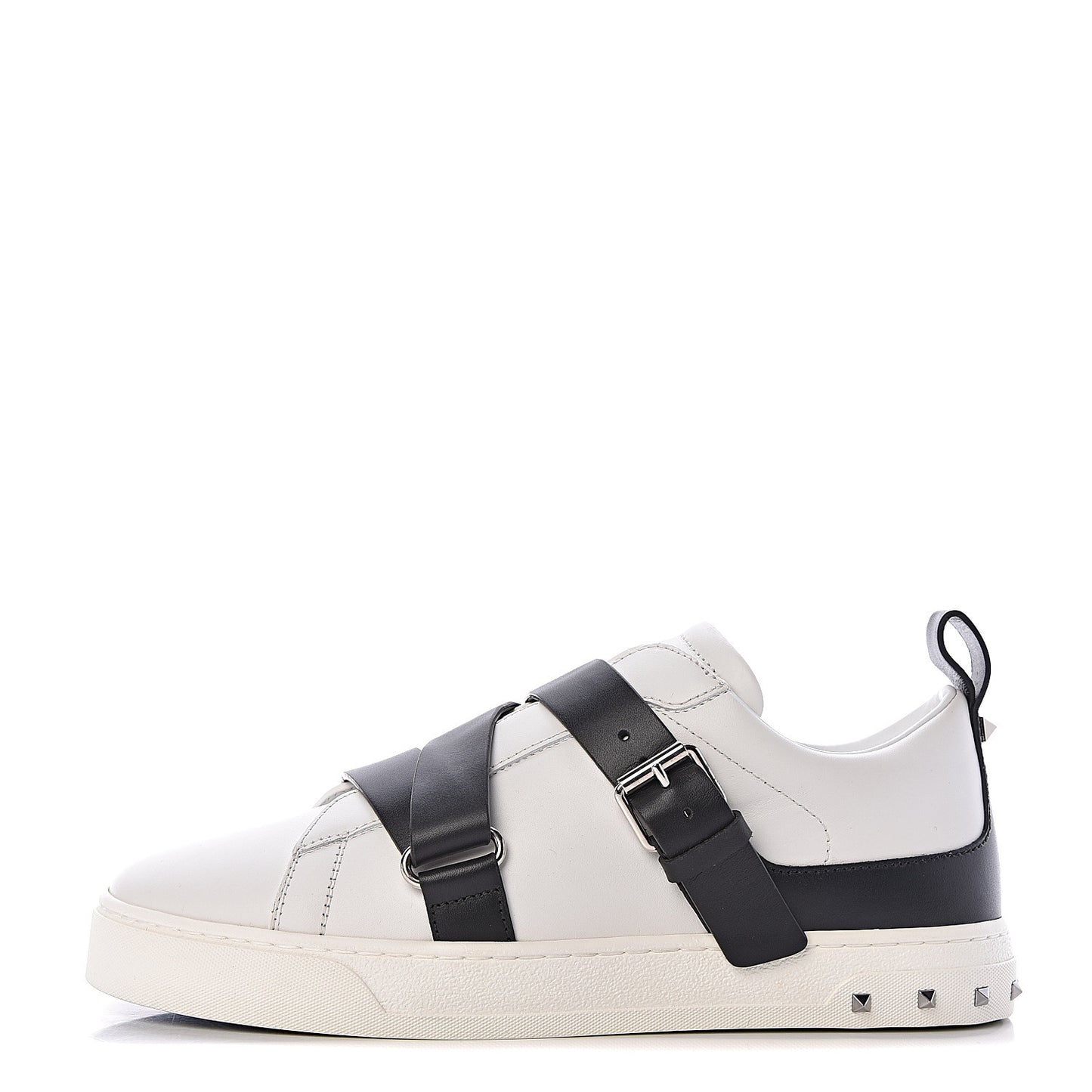 Calfskin Womens V Punk Low Top Sneakers 37 White Black
