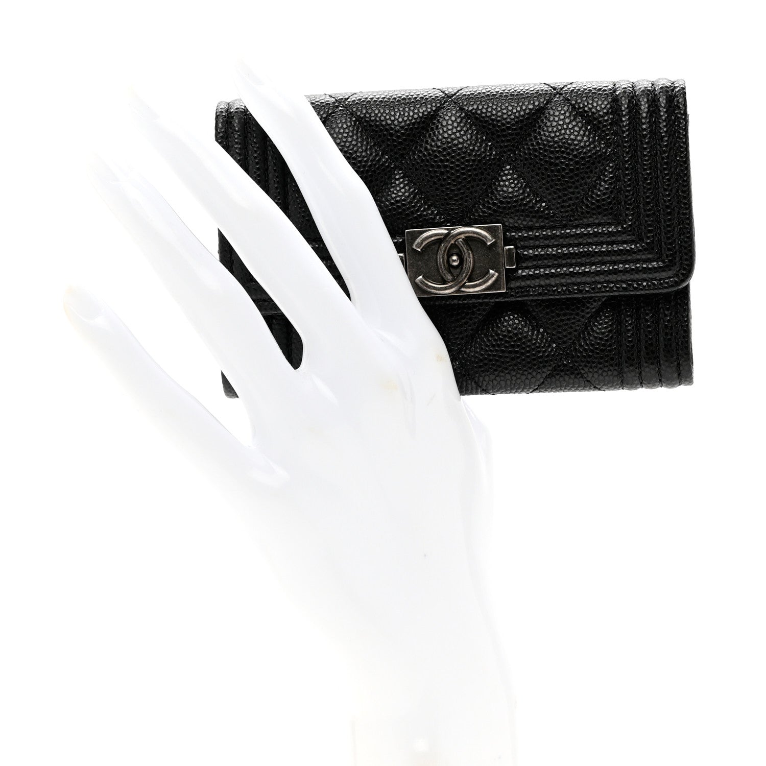 Chanel Caviar Quilted Boy Flap Card Holder Black 2 of 8