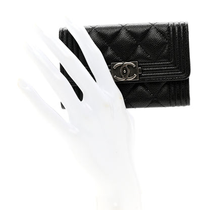 Chanel Caviar Quilted Boy Flap Card Holder Black 2 of 8