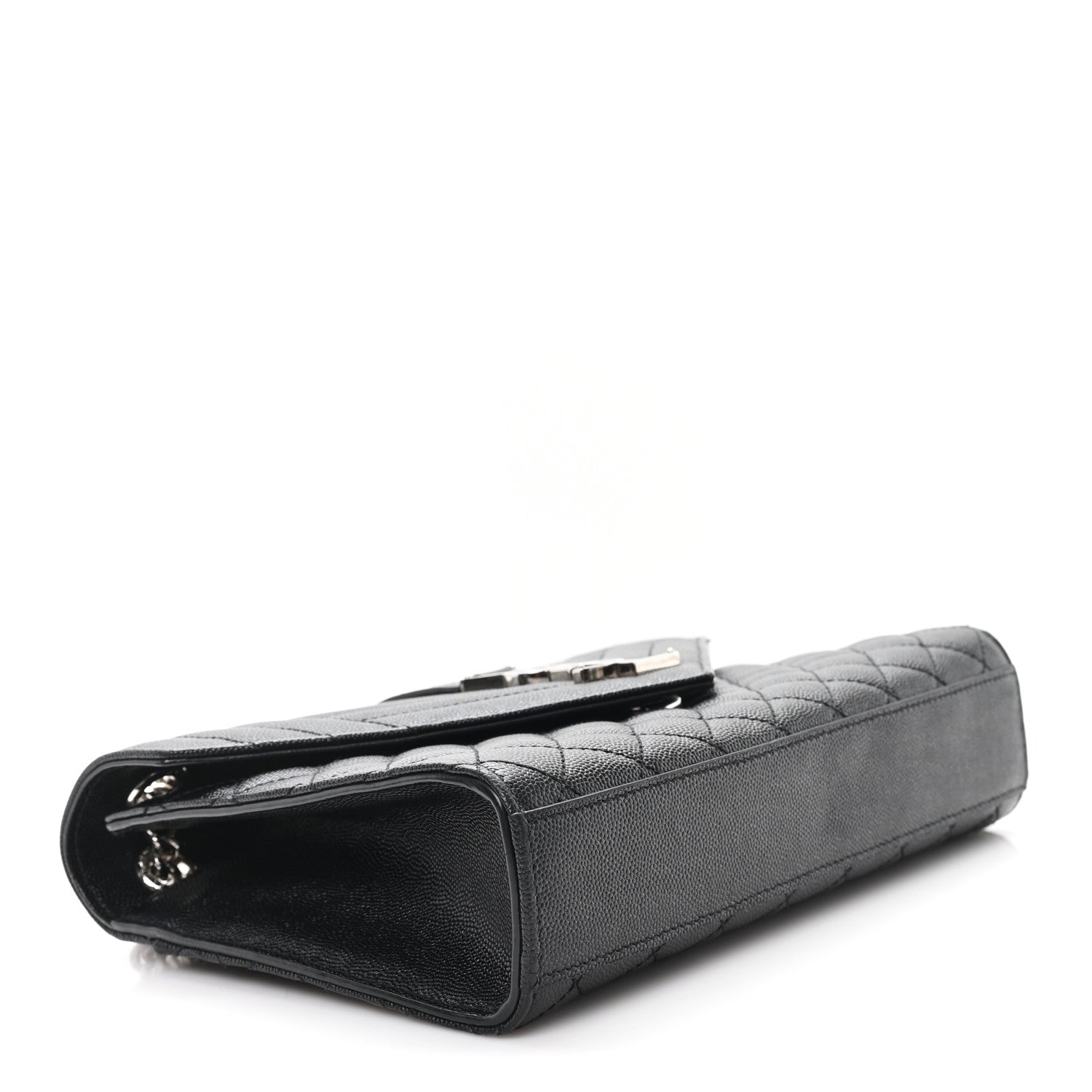 Saint Laurent Grain De Poudre Textured Mixed Matelasse Triquilt Medium Monogram Satchel Black 4 of 10