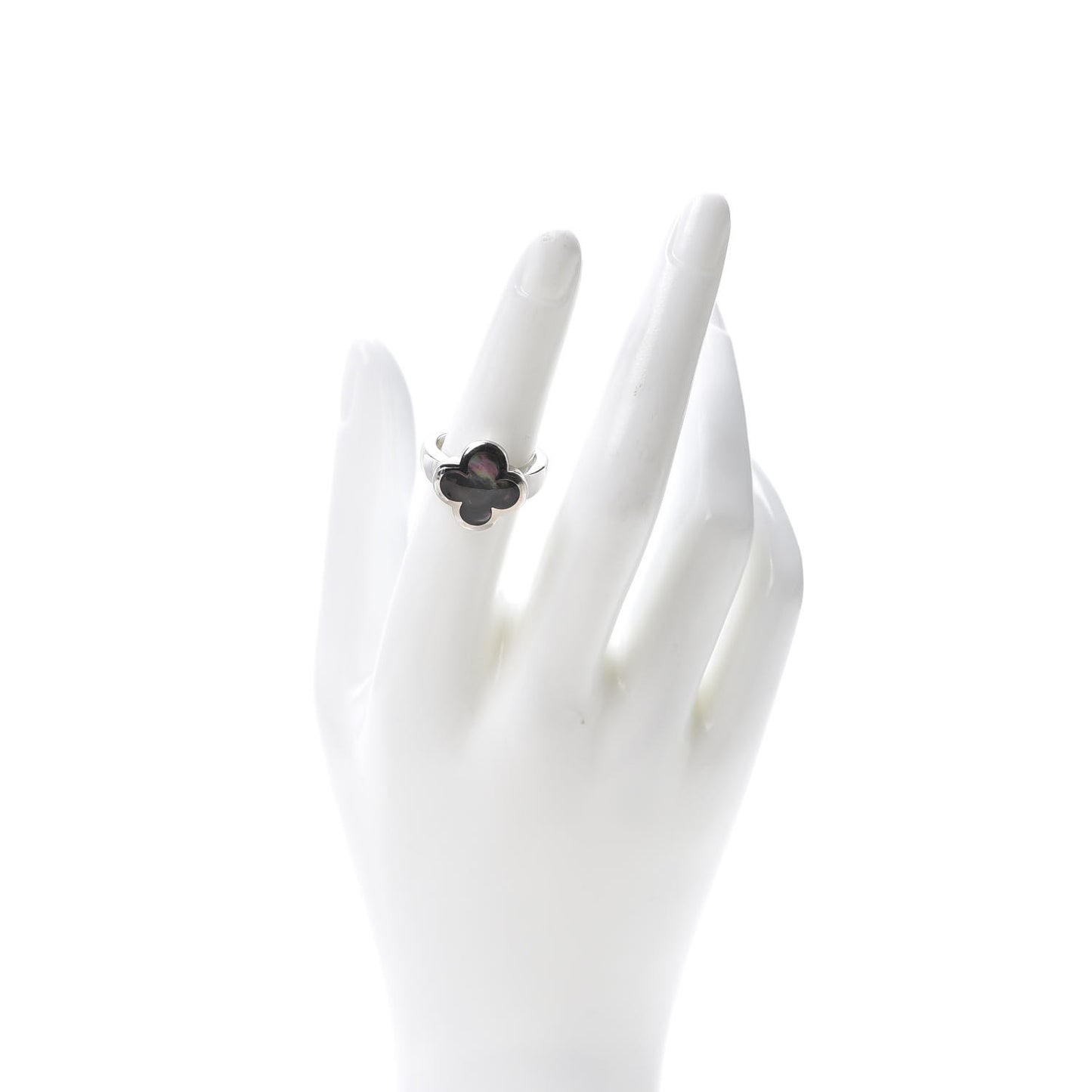 18K White Gold Grey Mother of Pearl Pure Alhambra Ring 52 6