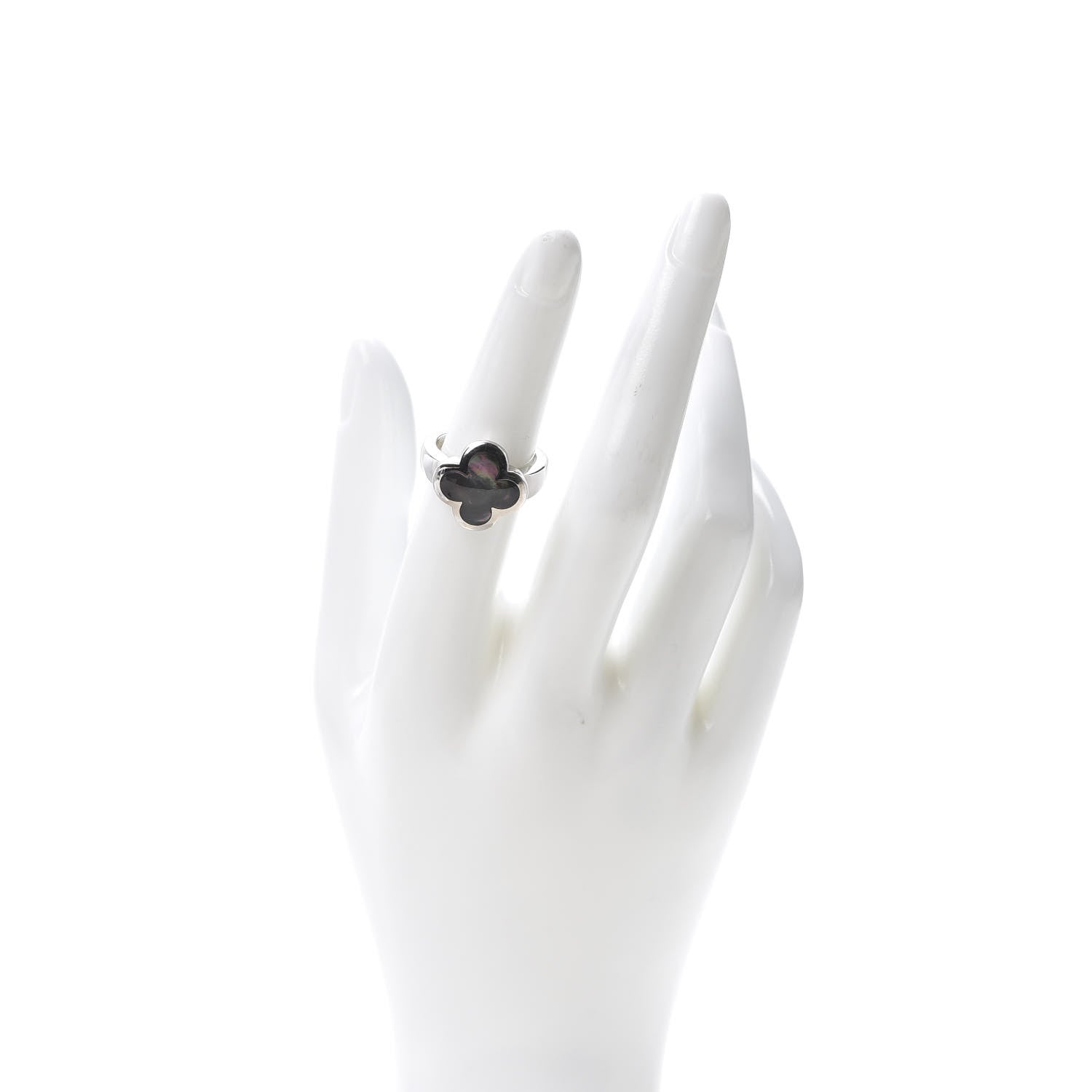 Van Cleef & Arpels 18K White Gold Grey Mother of Pearl Pure Alhambra Ring 52 6 2 of 6