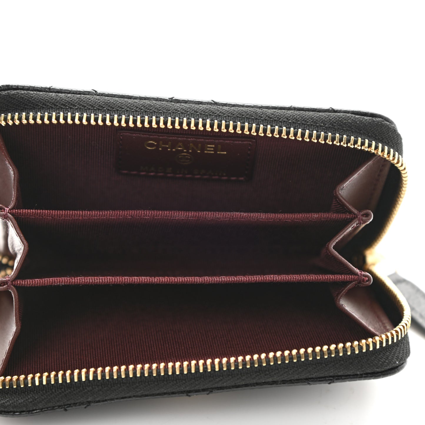 Caviar Quilted Zip Coin Purse Black