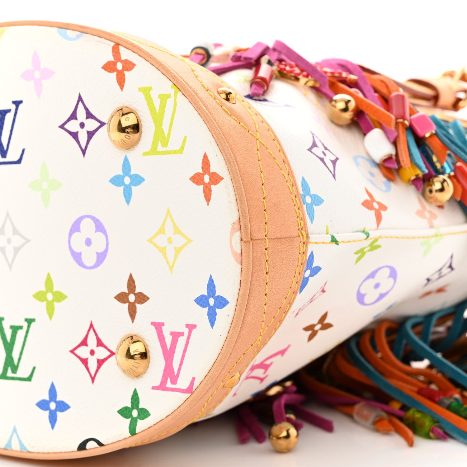 Louis Vuitton Monogram Multicolor Fringe Bucket White 10 of 10
