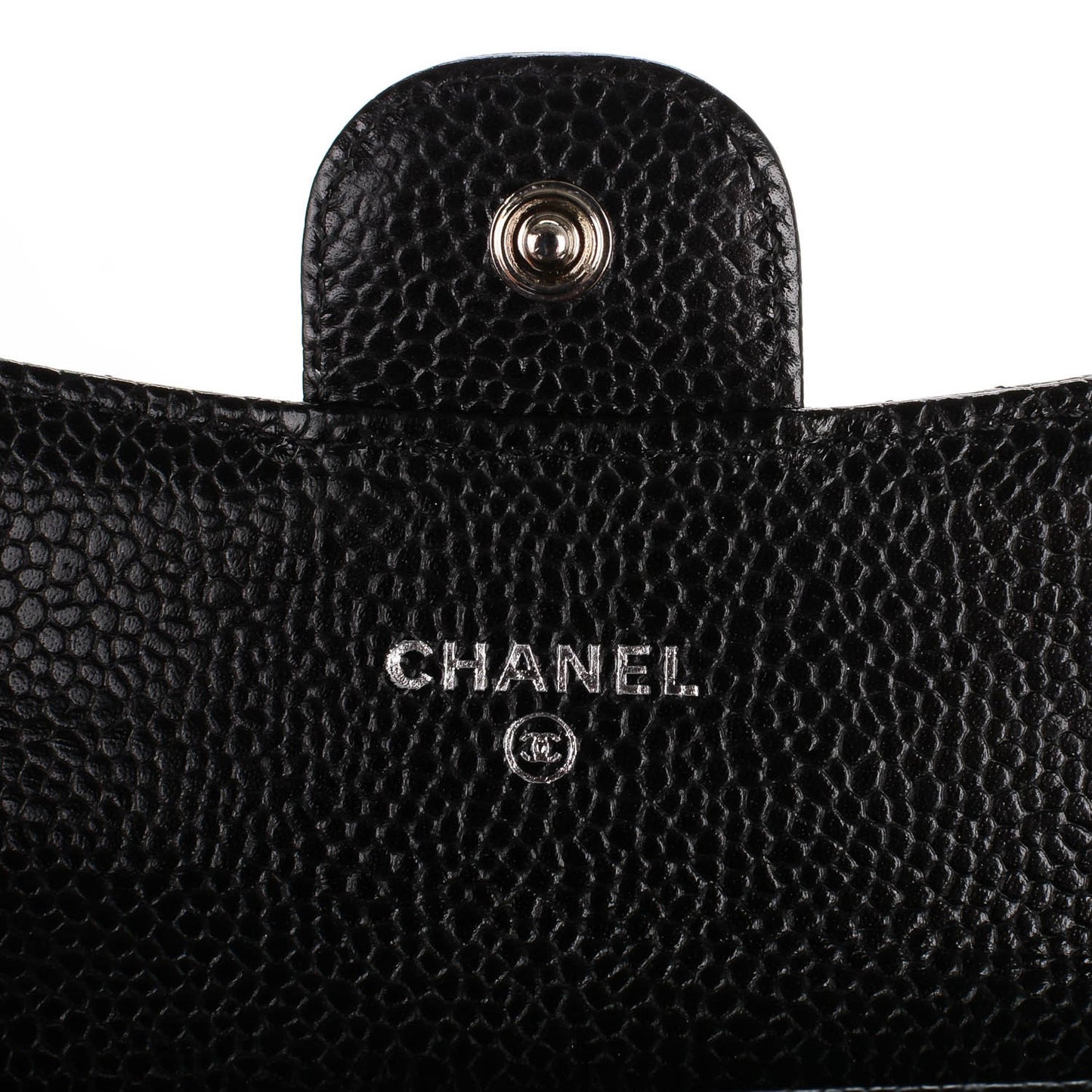 Caviar Quilted Flap Card Holder Black