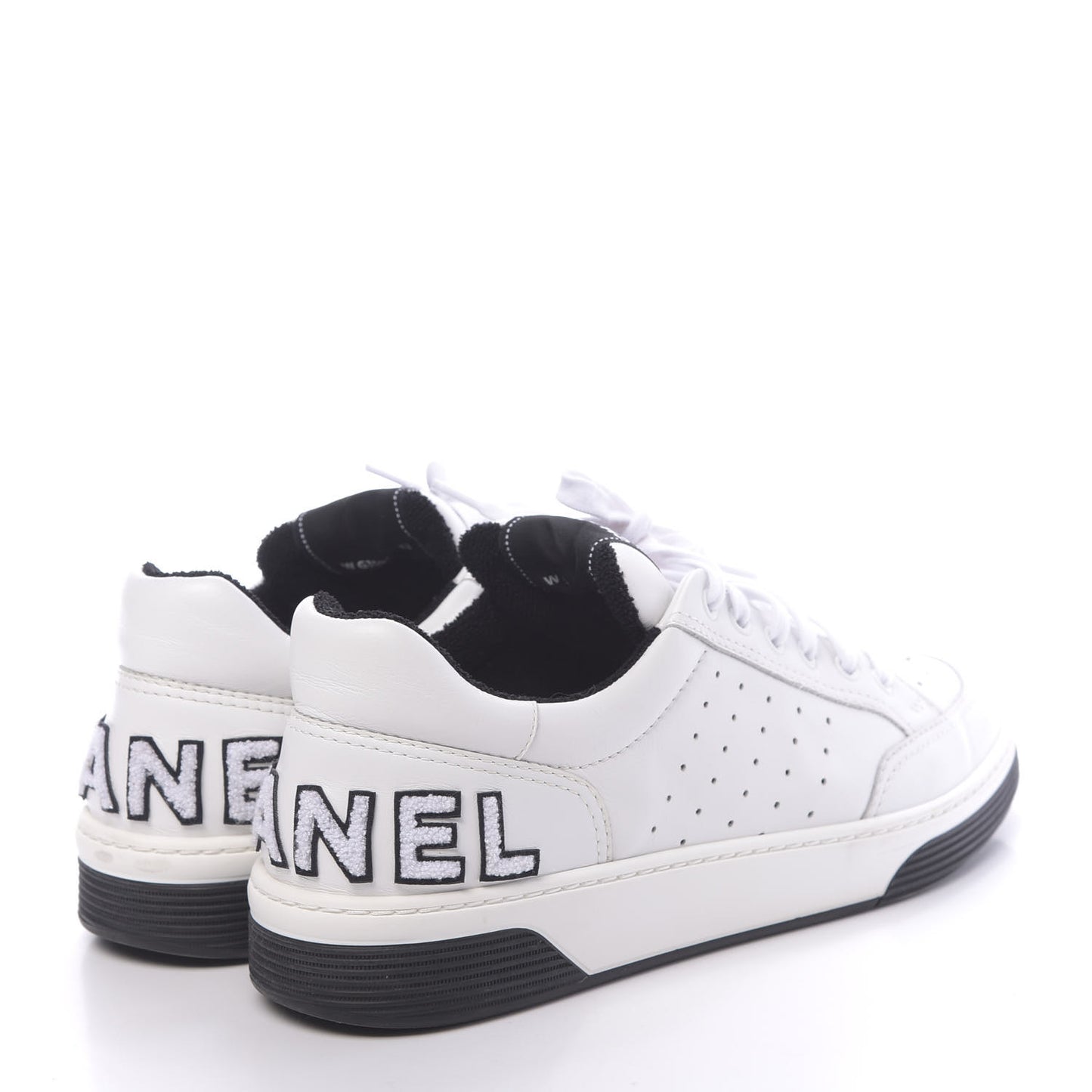 Calfskin Mens Logo Sneakers 43 Black White